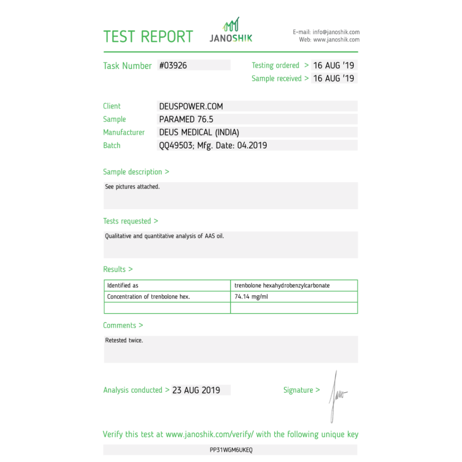 PARAMED 76.5 (Trenbolone Hexahydrobenzylcarbonate) 6